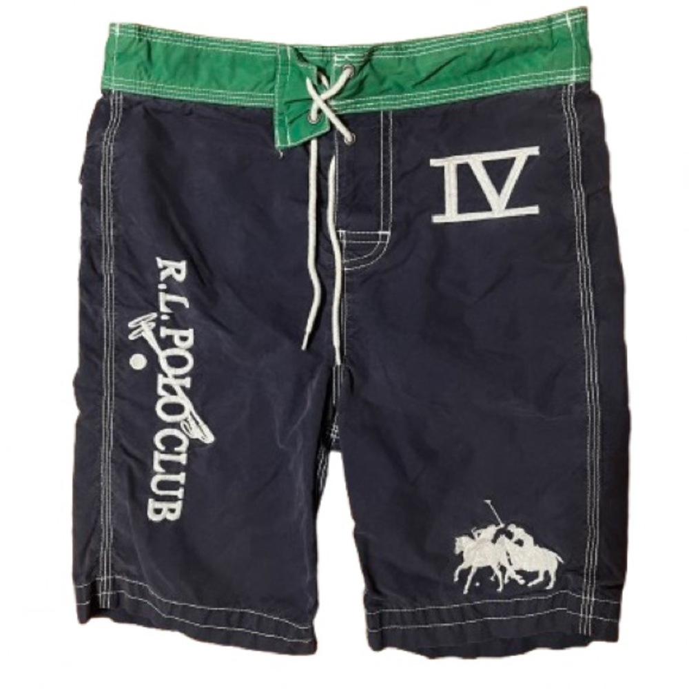Polo Ralph Lauren Blue and Green Swim Trunks Board Shorts Swimwear Size 6